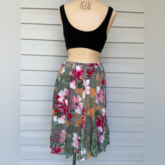 AUTHENTIC Y2K BILA TROPICAL FLORAL MIDI SKIRT - Picture 4 of 6